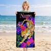 Custom Name Floral Leopard Stylish Digital Printing Beach Towel Quick‑Drying Absorbent Blanket for Beach Pool Gym Travel