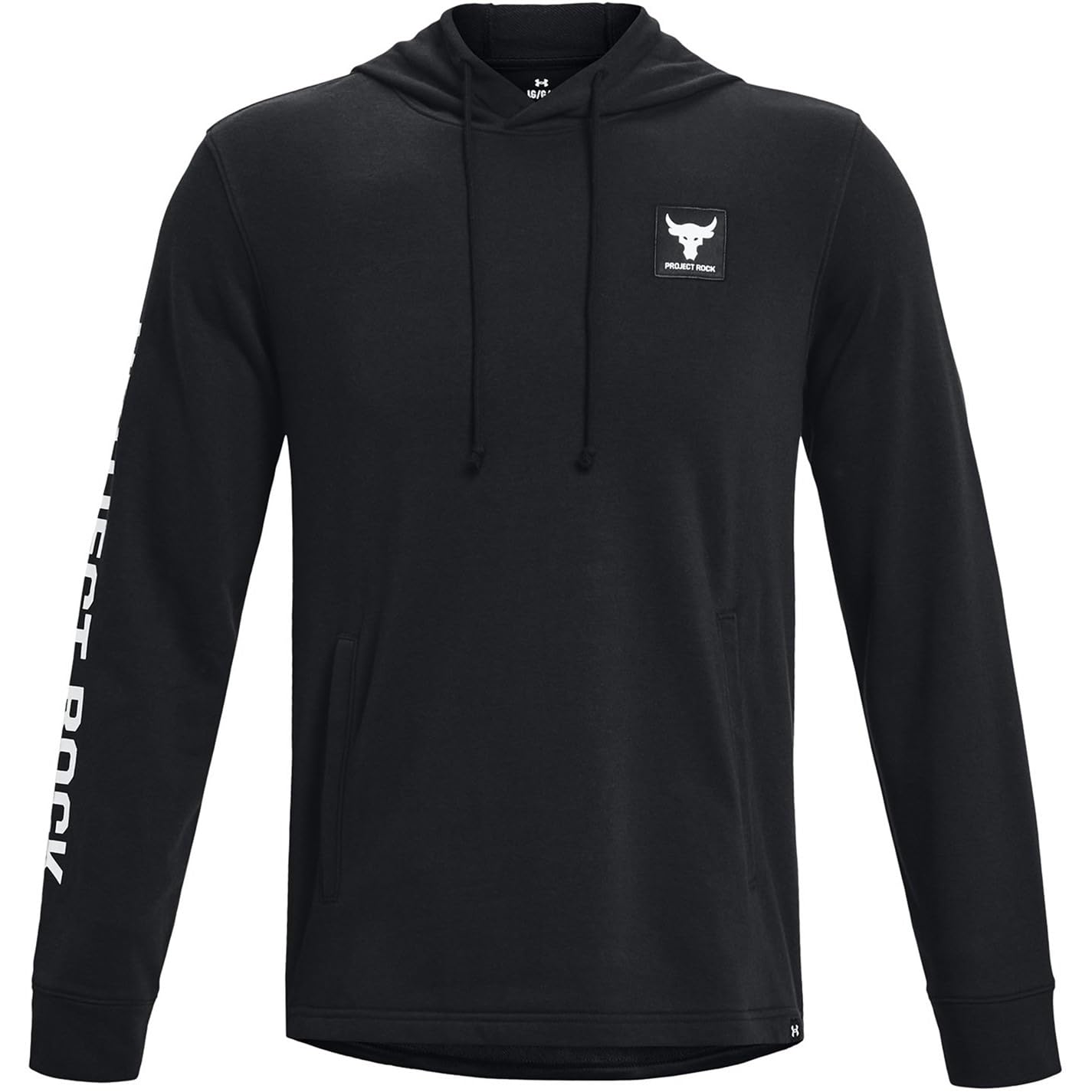 Under Armour Uomo Nero Felpa Con Cappuccio Project Rock Terry - Sport Casual Felpa Con Cappuccio Nera 1377428-001 Cm - Immagine 3