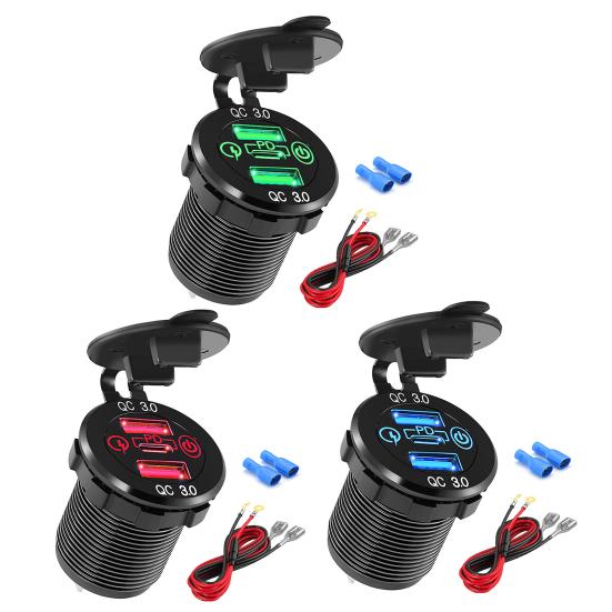 Car Charger Dual USB Outlets Fast Charging 45W PD QC3.0 Auto