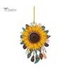 Sunflower Car Hanging Ornament Cute Retro Sunflower Car Interior Decoration Multi-Functional Car Rear View Mirror Charm Keychain