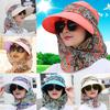 Women Summer Anti-Uv Sun Hat Outdoor Foldable Floral Print Caps Neck Face
