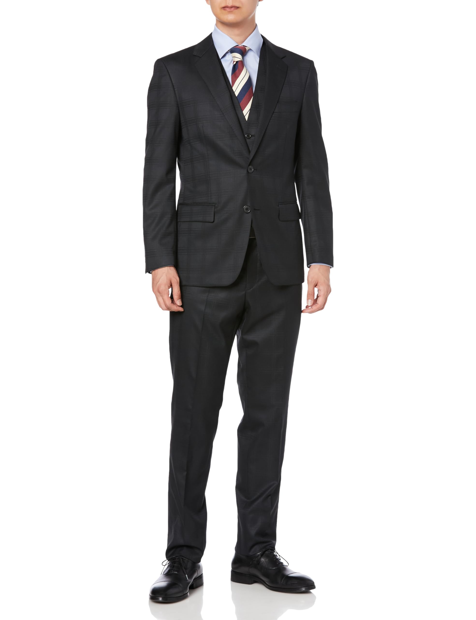 

Takakyu Shiny Wool Blend Suit with Comfortable Slim for and Product 110011803117323 Men s 3-Piece 4-Way Stretch, Fit, Fall, Winter, Spring, Black,