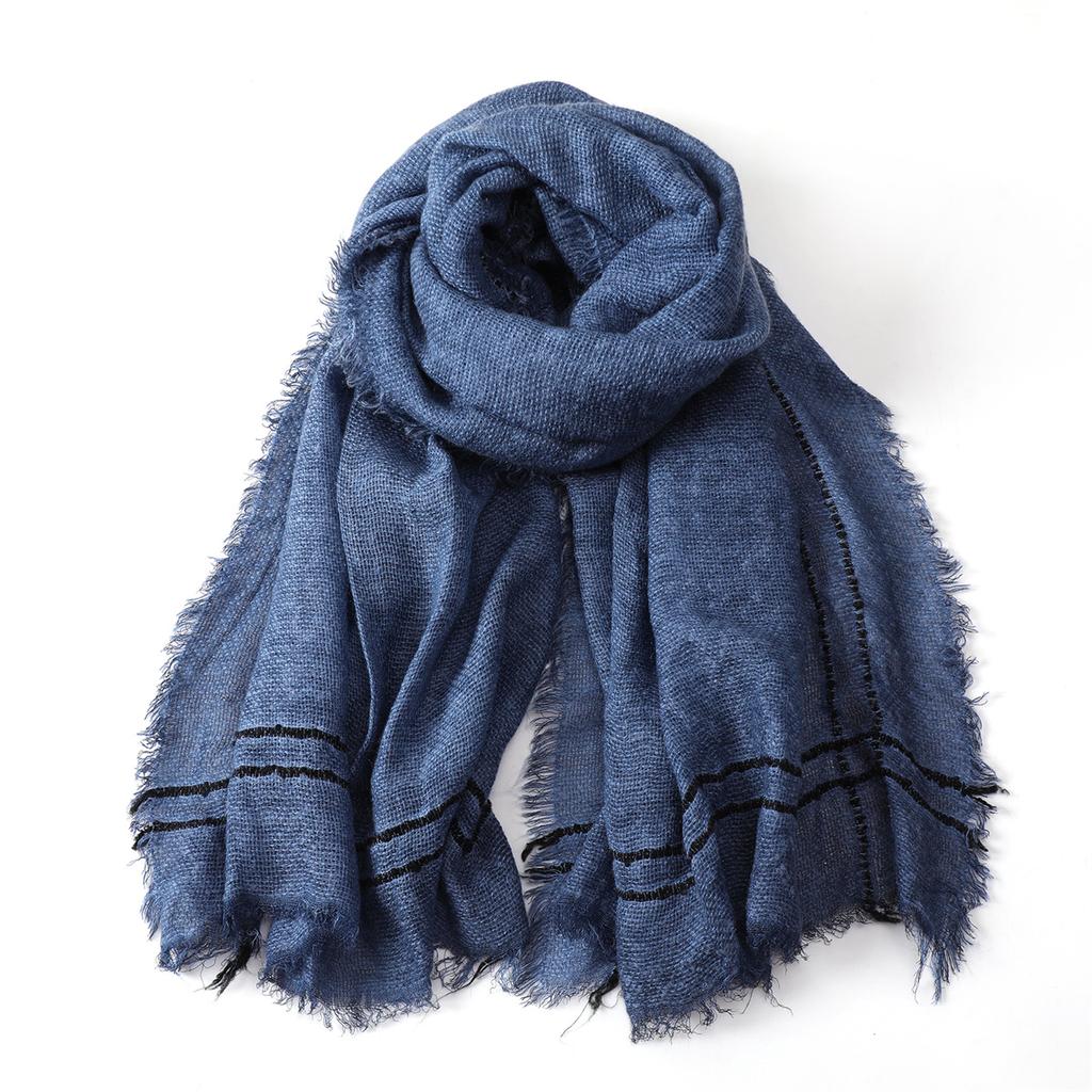 Fashion Men Cotton Linen Striped Scarf