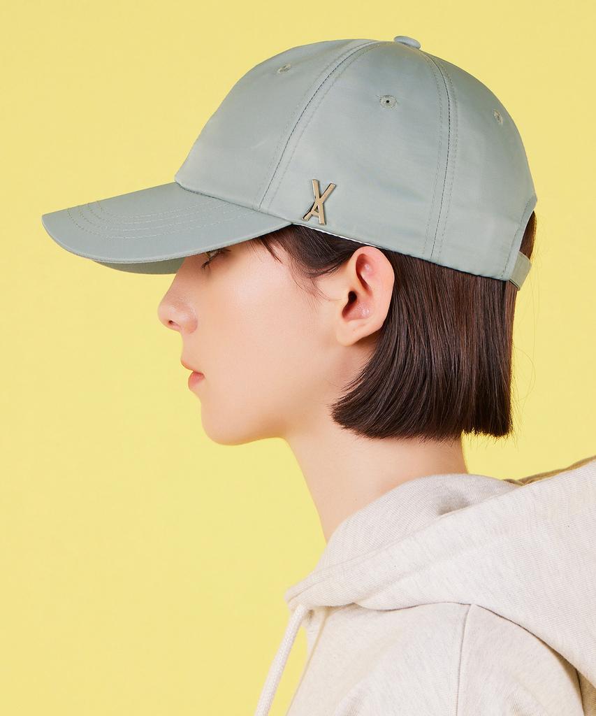 Bajal Studded Logo Oversized Poly Ball Cap Mint