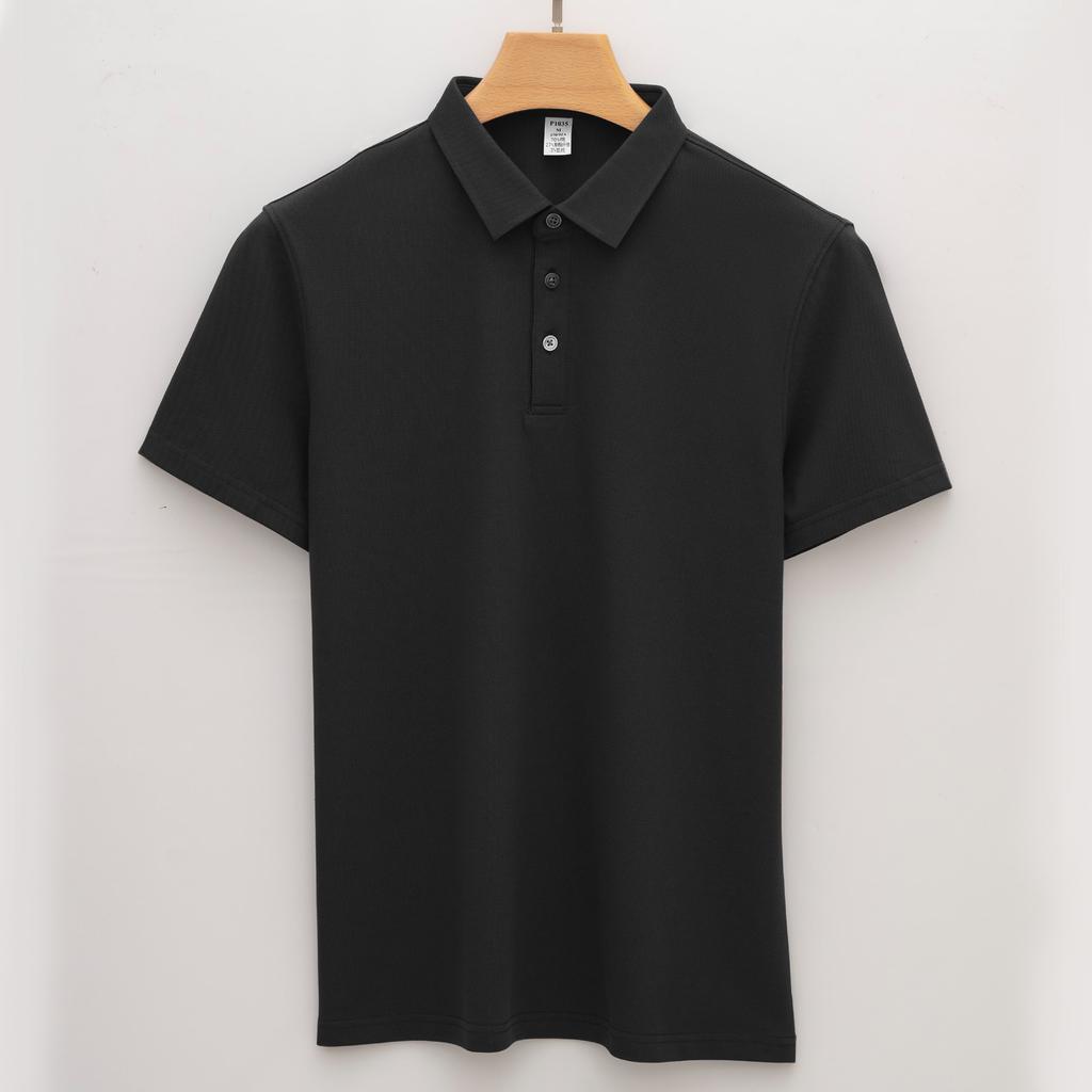 Bawełniana koszulka polo z kołnierzykiem Męska z krótkim rękawem Męska koszulka Biznesowa Długa Aksamitna Bawełniana Bez metki Kołnierzyk Koszulka polo