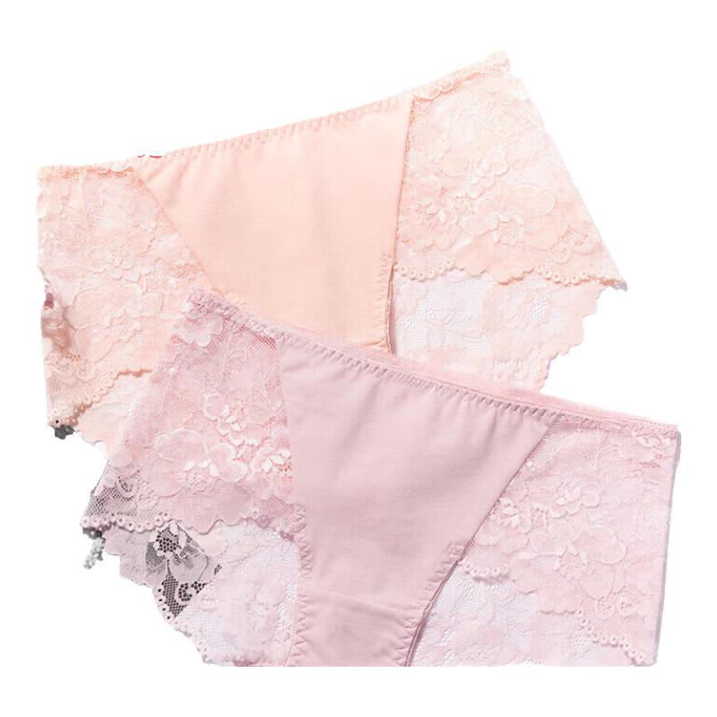 Audifen Women's Seamless Lace Mid-Waist Boy Shorts (2-Pack)