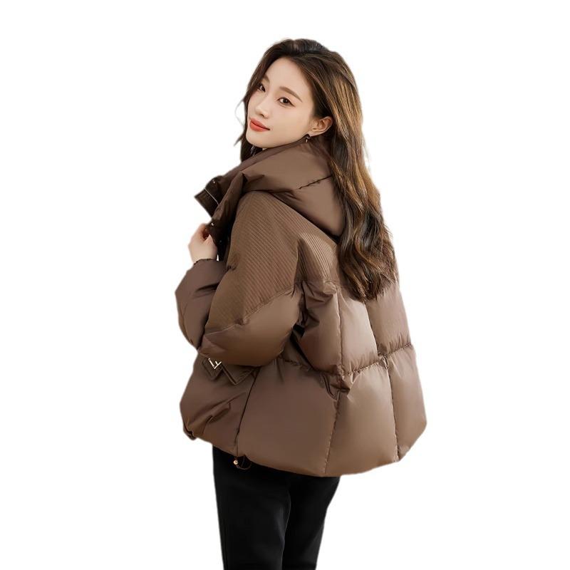 Winter 2025 women's short thickened loose cotton clothes and high-end fashion warm hooded jackets