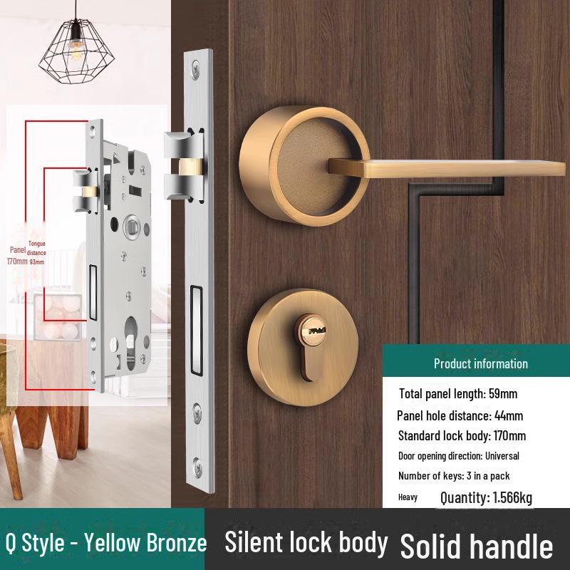 Silent European Style Indoor Wooden Door Handle Lock