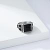 Retro Trend Titanium Steel Imitation Black Gem AG Freemason Spiral Pattern Ring for Men