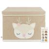 Bieco Storage Box with Lid Deer Motif Ella - Approx. 65 L - 36x36x51 Cm - Foldable Toy Chest for Children