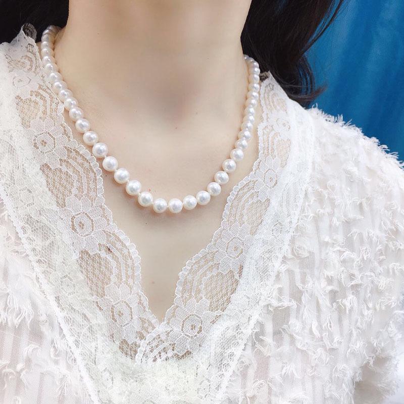 Trendy 8-9mm Large Bead Freshwater Pearl Necklace - Perfect Gift for Girlfriend or Mother