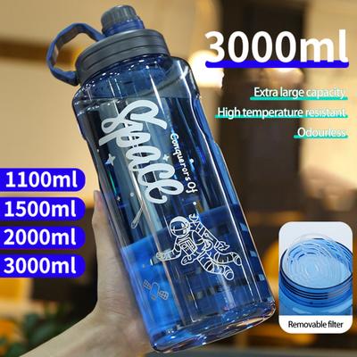 1100/1500/2000/3000ml Wasserflasche Hohe Kapazität Sturzsicher Hitzebeständig Wasserflasche Motivierende Sportwasserflasche für Outdoor
