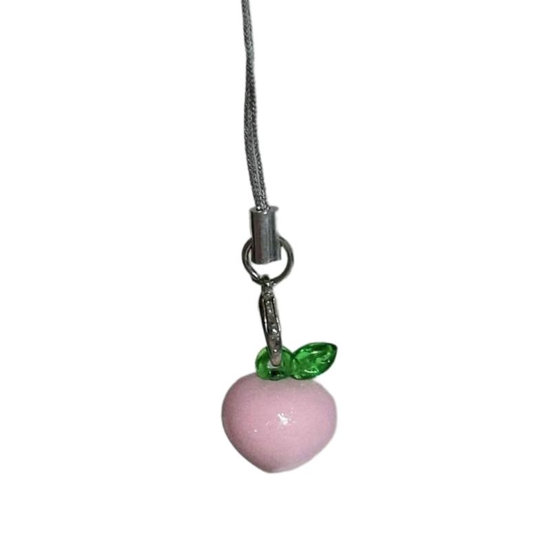 Fruit themed Mobile Attachment Beautiful Peach/Cherries Charm Lovely Fruit Cellphone Cord for Fruit Enthusiasts