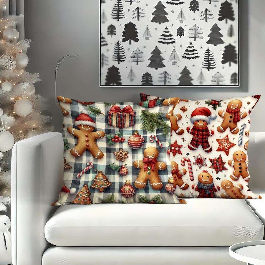 Christmas Cushion Cover Christmas Tree Elk Cushion Cover Polyester Printed Cushion Cover