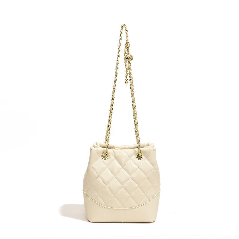 

Модна текстурна ромбоподібна ланцюгова сумка великої місткості 2025 весна нова універсальна сумка-відро через плече на одне плече для жінок білий