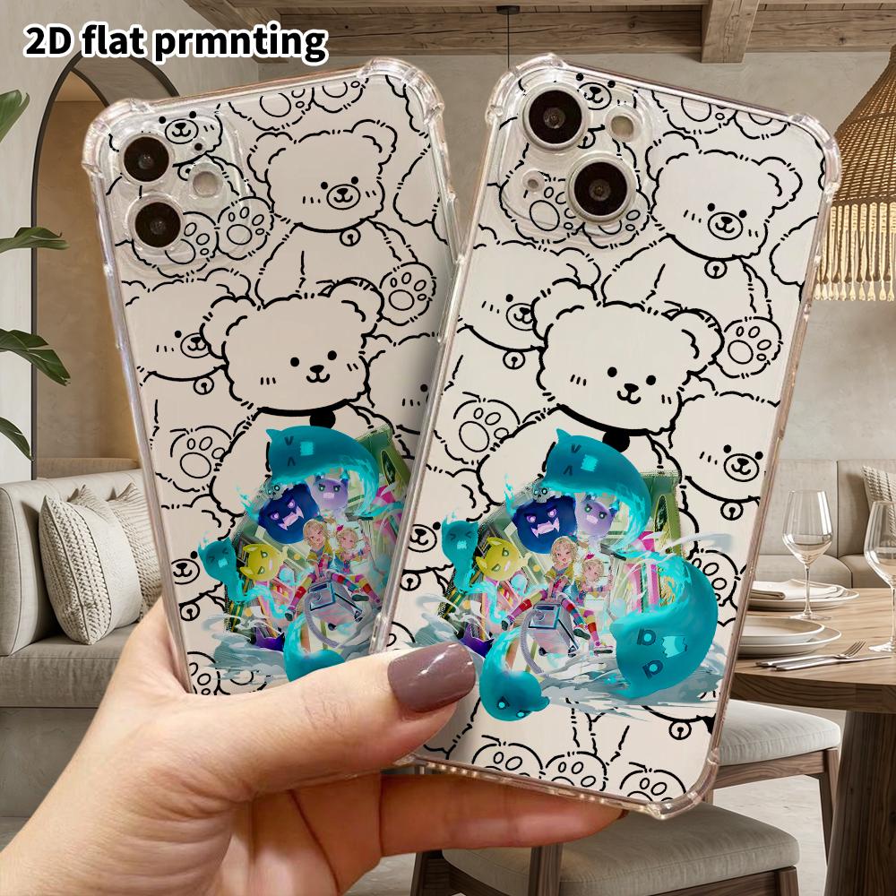 Phone Case: 2D Flat Suitable for iPhone 18 17 16 15 14 13 Pro, Transparent Four Corner Protective Case, Twin Girls, Christmas and Halloween Gift