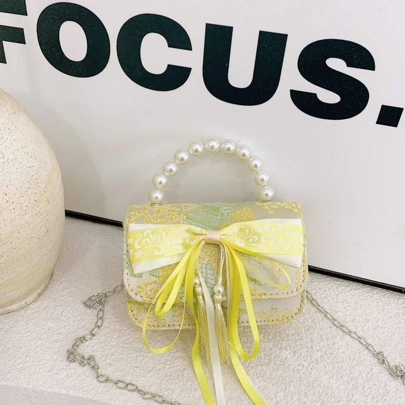 And Versatile Elegant Childrens Handbag With Chic Chain Detail And Charming Scenery Print