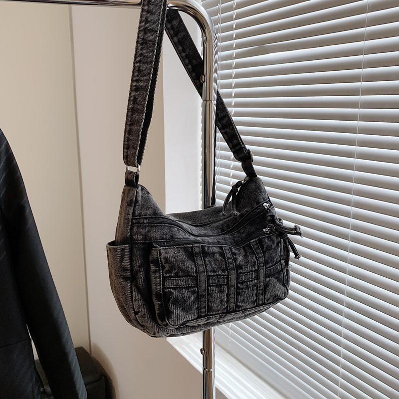 Vintage Fashion Denim Casual Shoulder Bag Women's New Versatile Multi-pocket Lightweight Crossbody Small Square Bag Trendy