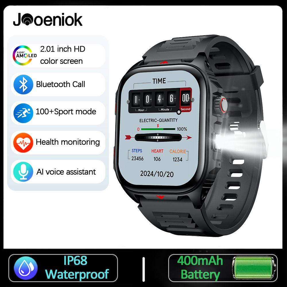 New 2.01-inch Full Touch Screen SmartWatch Sleep Monitoring IP68 Waterproof Bluetooth Call LED flashlight Smart Watch Men