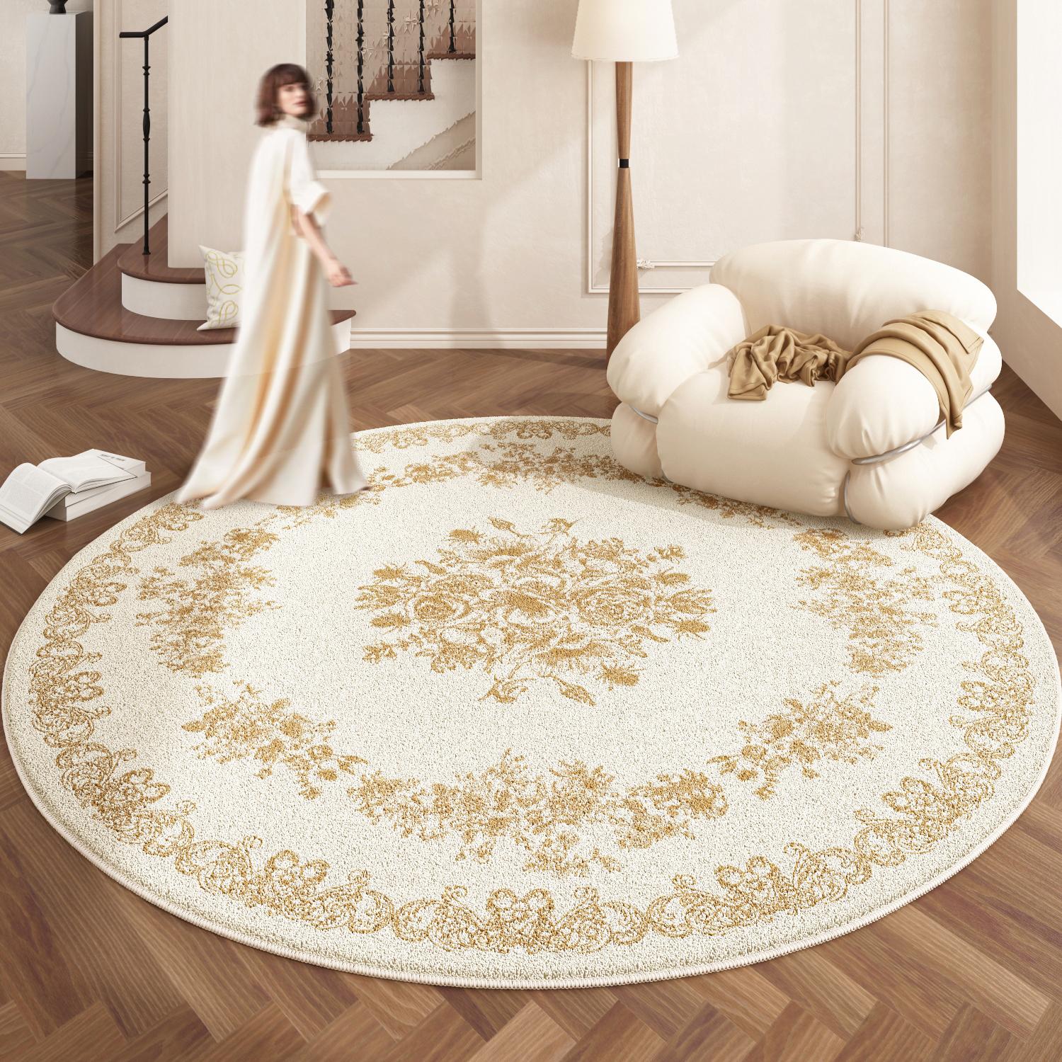 

European Style Rugs for Bedroom Home Fluffy Soft Floor Mat Thicken Plush Living Room Decoration Round Carpet Washable Lounge Rug 80x80CM
