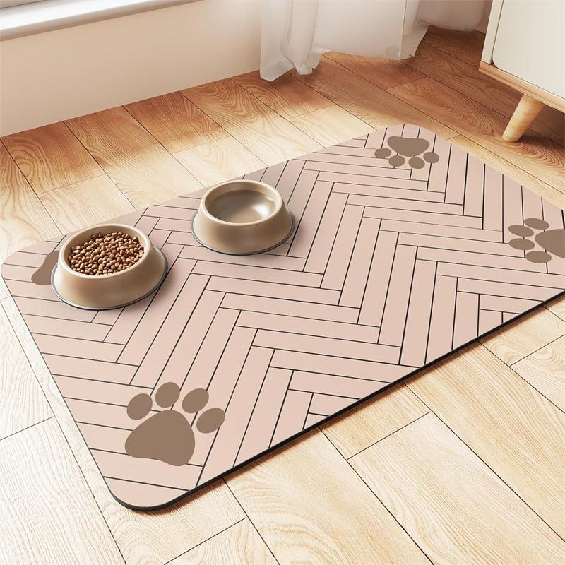 

Diatomaceous Mud Absorbent Pet Placemat For Food And Water Bowl With Waterproof Quick-Dry Rubber Backing Non-Slip Home Pet Mat 20X30cm