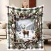 1pc A Flannel Blanket Featuring A Deer In The Snow, Designed To Be Soft and Warm Suitable for Use In The Living Room, Bedroom
