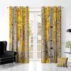2PC Printed Perforated Drapes Bedroom Space Balcony Living Room Space Autumn Landscape Trees Fresh Green Forest Print Window Curtains