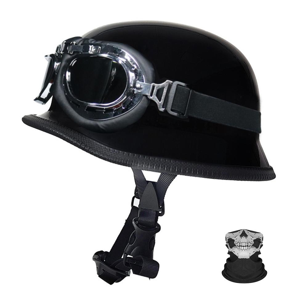 

Мотоциклетные шлемы, винтажные мотоциклетные полушлемы в немецком стиле для мужчин и женщин с очками L чёрный