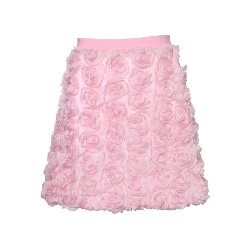 3D Rose Midi Tulle Skirt - Fluffy, Elastic High Waist, Slimming, Versatile A-line for Women