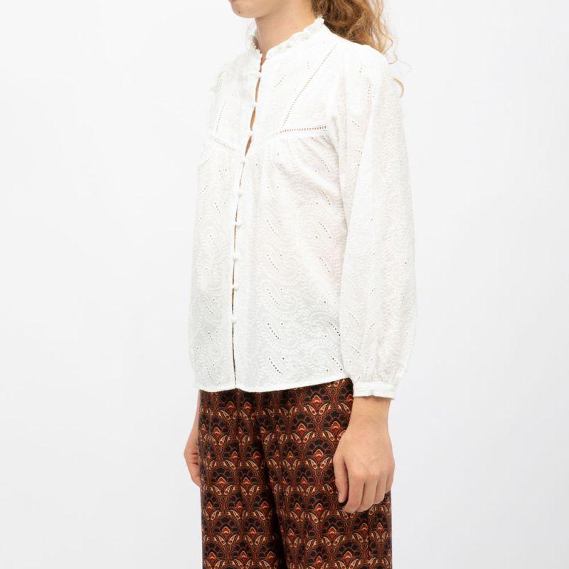 Blouse broderie anglaise blanc blum col à volants Femme LA PETITE ETOILE