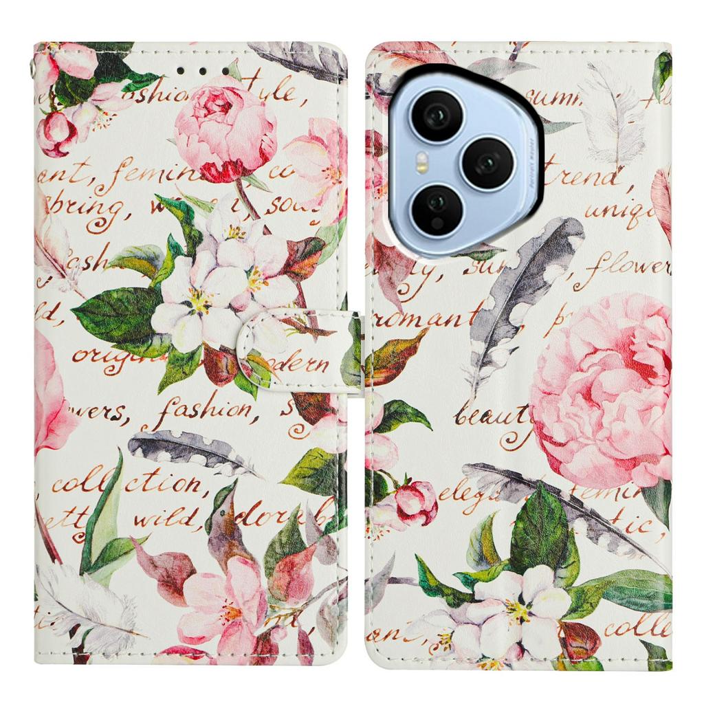 Für Honor 400 Pro 5G (Global) Handyhülle mit Musterdruck, Brieftasche, Ständer, Flip-Leder-Handyhülle mit Riemen