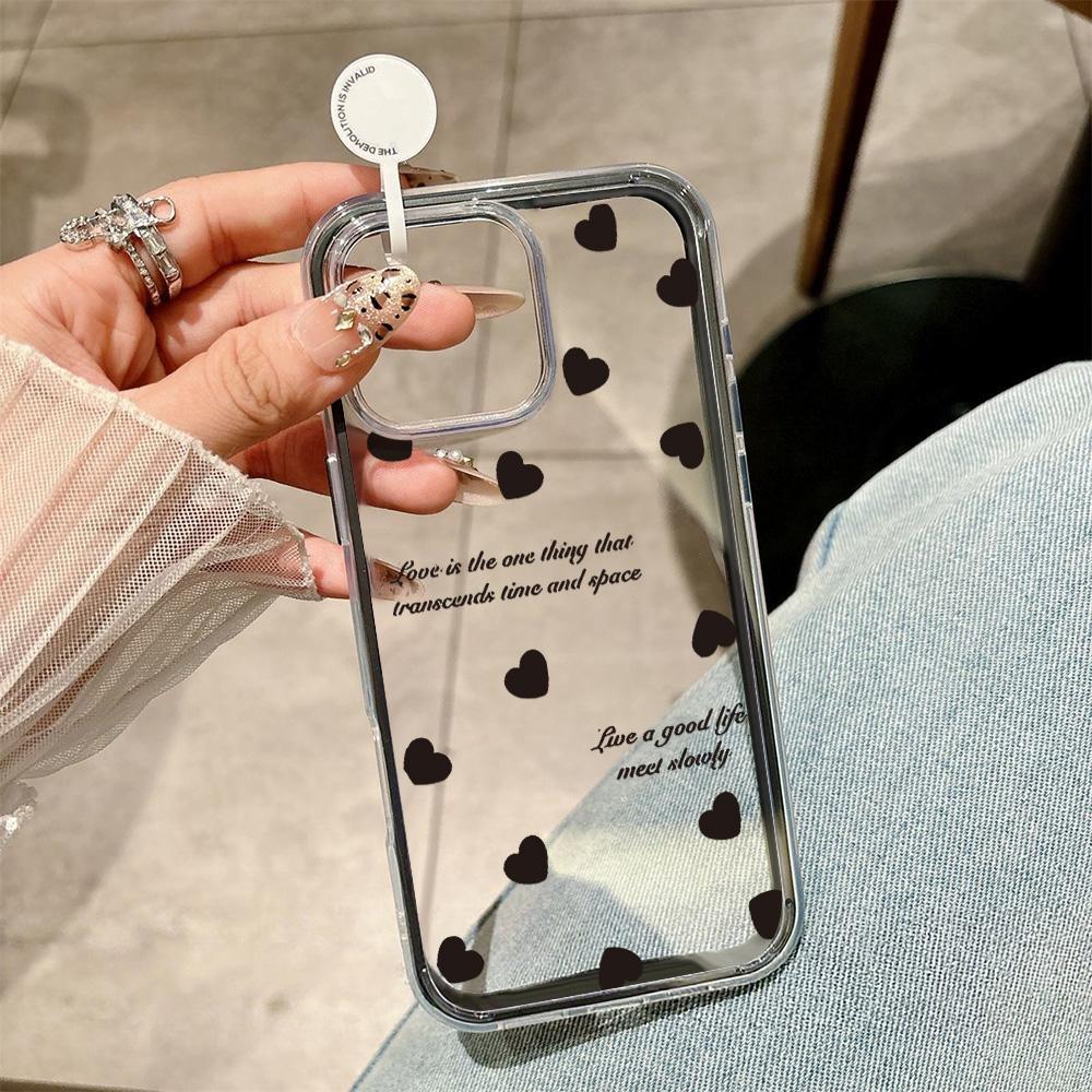 Love Heart Phone Case For iPhone 16 Pro Max Case iPhone 13 14 11 12 15 17 Pro Max 17 Air 2 IN 1 Transparent Soft Silicone Cover