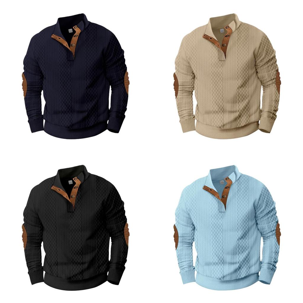 Lässiger Herren-Sweatshirt mit Strickjacquard-Stoff für Herbst-Winter-Mode