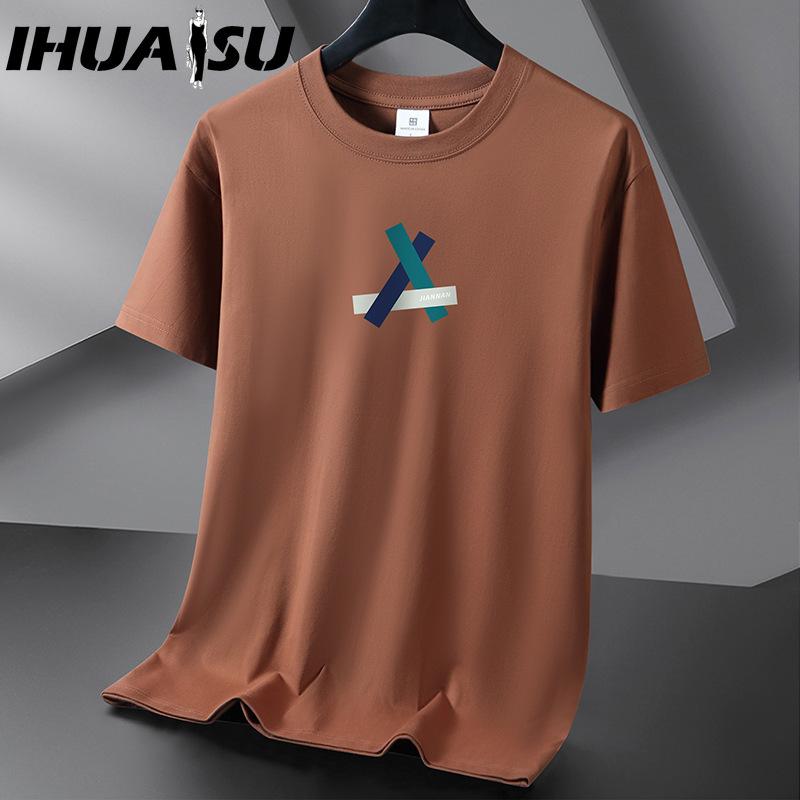 IHUASU Kurzarm-T-Shirt aus Baumwolle für Herren, modisch, lockeres Halbarmhemd, bedrucktes mitfühlendes Hemd