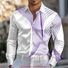 Spring and Autumn Men's Blue and White Porcelain Printed Men's Shirt
