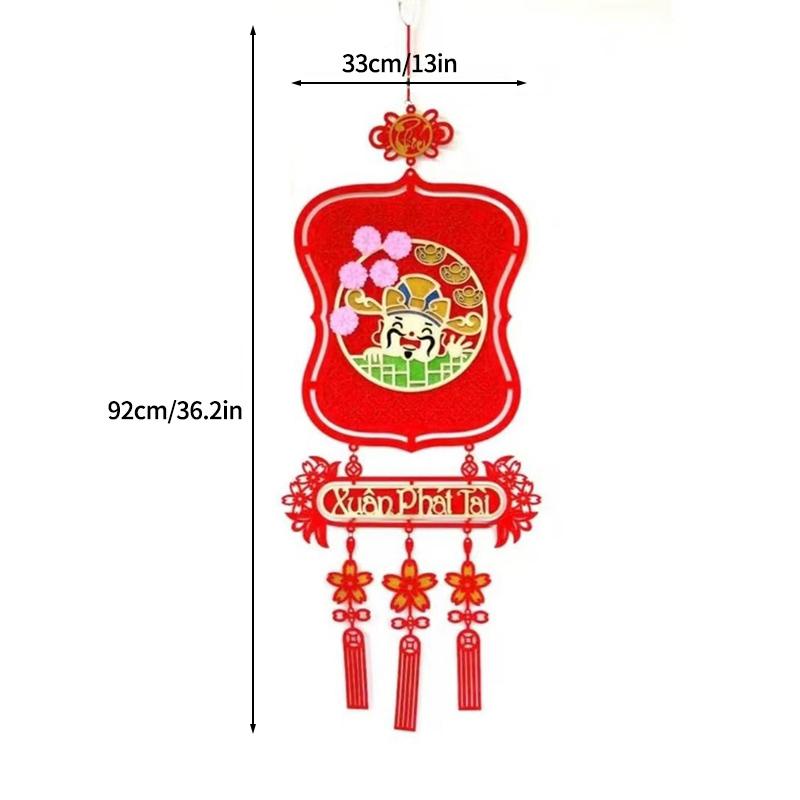 Vietnamese New Years Decoration 2026 Chinese Spring Festival Lucky Pendant with Tassel Chinese New Year Window Wall Decoration