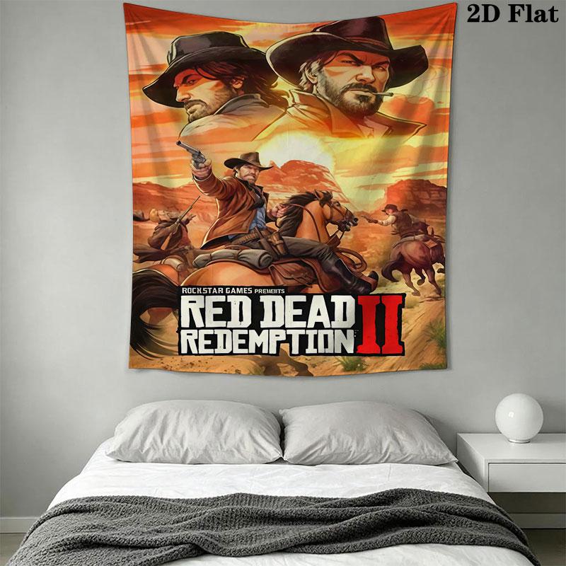 Red Dead Redemption Wall Hanging Printed Fabric Blanket Decorative Tapestries for Bedroom Living Room Home Decor