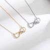 European Style Infinite Love Heart Necklace with Diamond Zirconia Inlay and Mobius Collarbone Chain