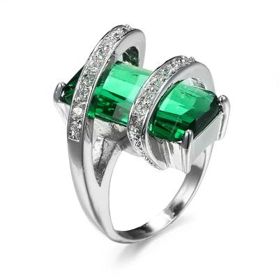 2025 Nouvelle Bague Géométrique Verte Bleue de Luxe pour Femme Mode Argent Sterling Bagues de Mariage Vintage pour Femmes Cadeaux de Naissance
