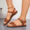 Fashion Shoes for Women 2025 Summer New Women Flat Sandals Bottom Roman Strap Sandals with Non Slip Rubber Soles Ladies Daily Sandalia