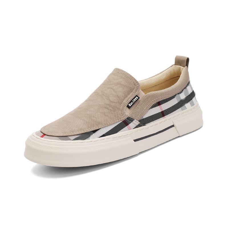Fashion Men's Autumn Casual Shoes Fashion Comfortable Low Cut Slip On Flat Sole Canvas Leather Sneakers
