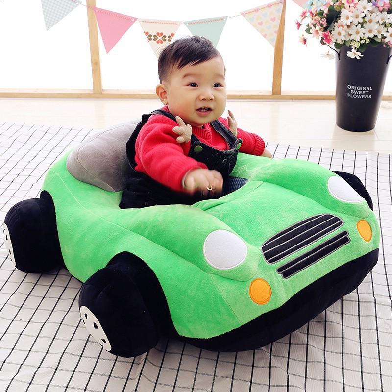 Children's Cartoon Car Plush Sofa Chair - Anti-Fall Learning Seat & Toy for Birthday Gift