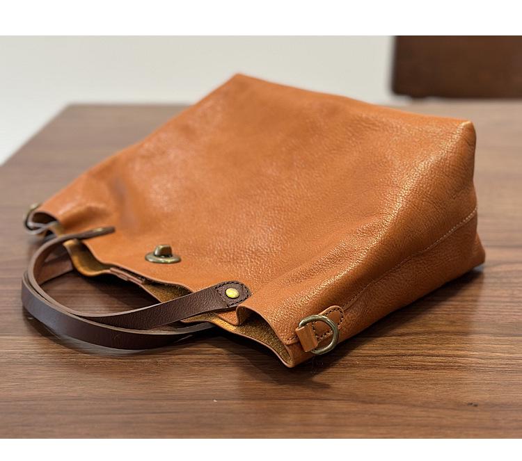 Spring/Summer Women's Genuine Tree Bark Leather Handbag - Vintage Lock Shoulder & Crossbody Bag.