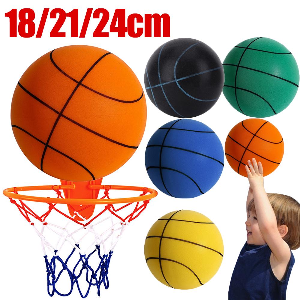 Indoor Silent Basketball Sport Hüpfbälle 18/21/24cm Hochdichtes Schaummaterial Kinder Erwachsene Balltraining Mit Tragbarem Netz