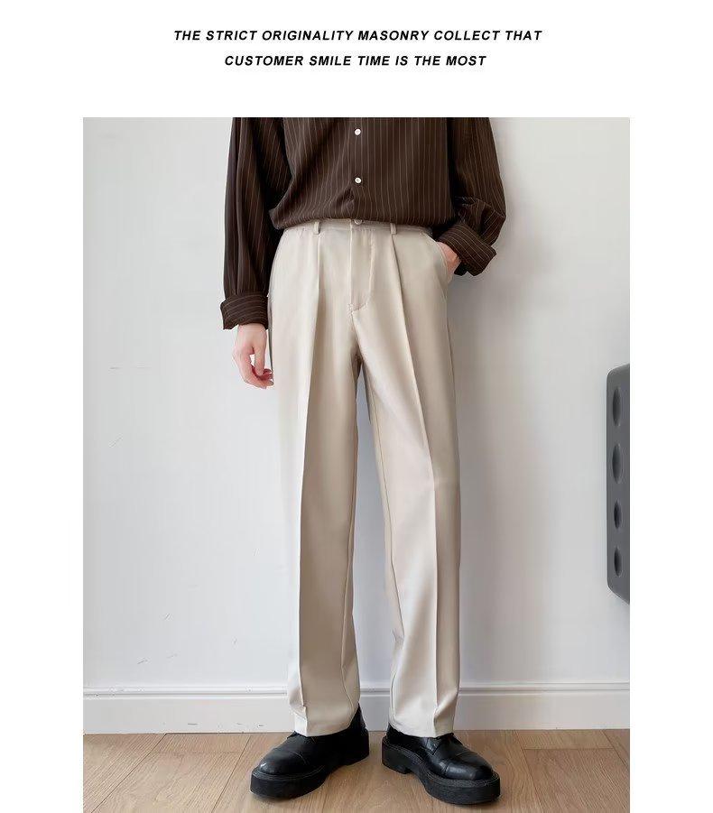 Spring & Autumn Men's Loose Korean White Wide-Leg Drape Trousers