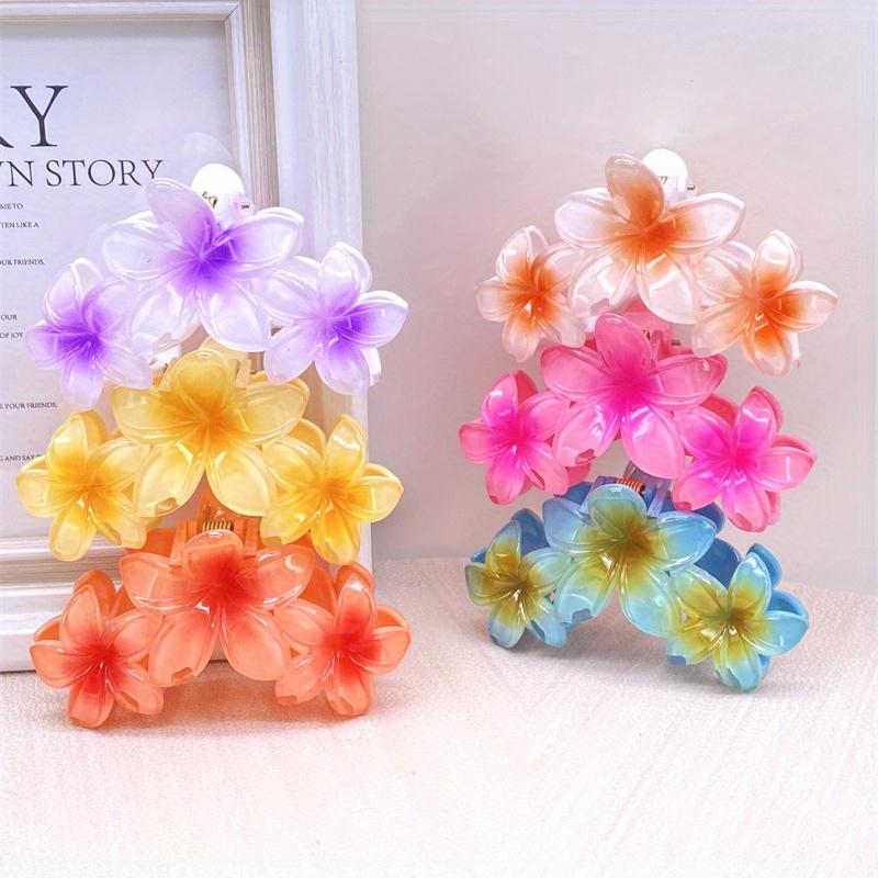 1Pcs Frangipani Flower Shaped Hair Clip Colorful Shark Clip Hairpin Headwear Vintage Headdress Hair Accessories For Women