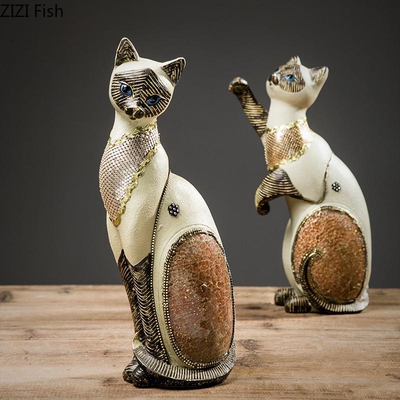 Estatua Creativa de Gato Siamés Adornos de Animales Encantadores Decoración de Escritorio Artesanía Moderna Escultura de Resina de Gatito Decoración Estética para Habitación