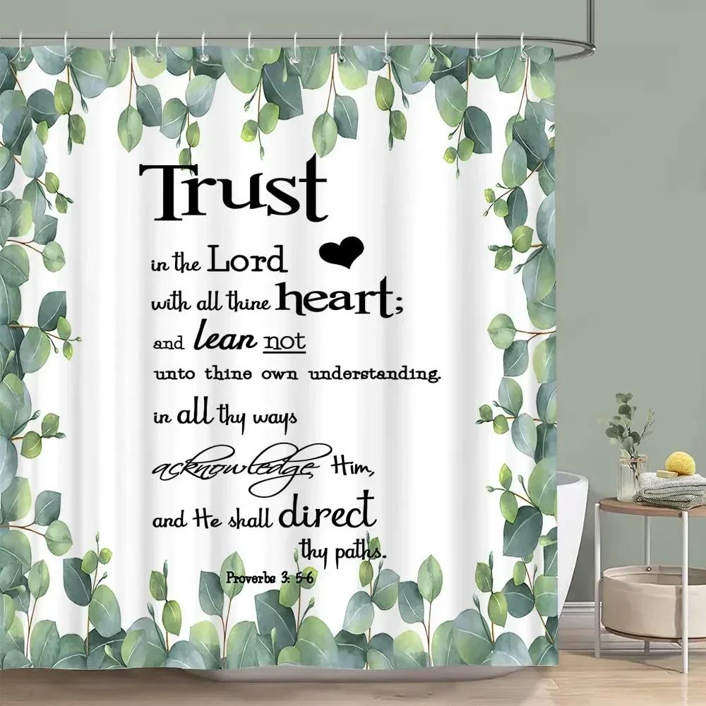 Sage Green Shower Curtain Plant Botanical Eucalyptus Leaf Watercolor Greenery Leaves Floral Bath Curtains Fabric Bathroom Decor