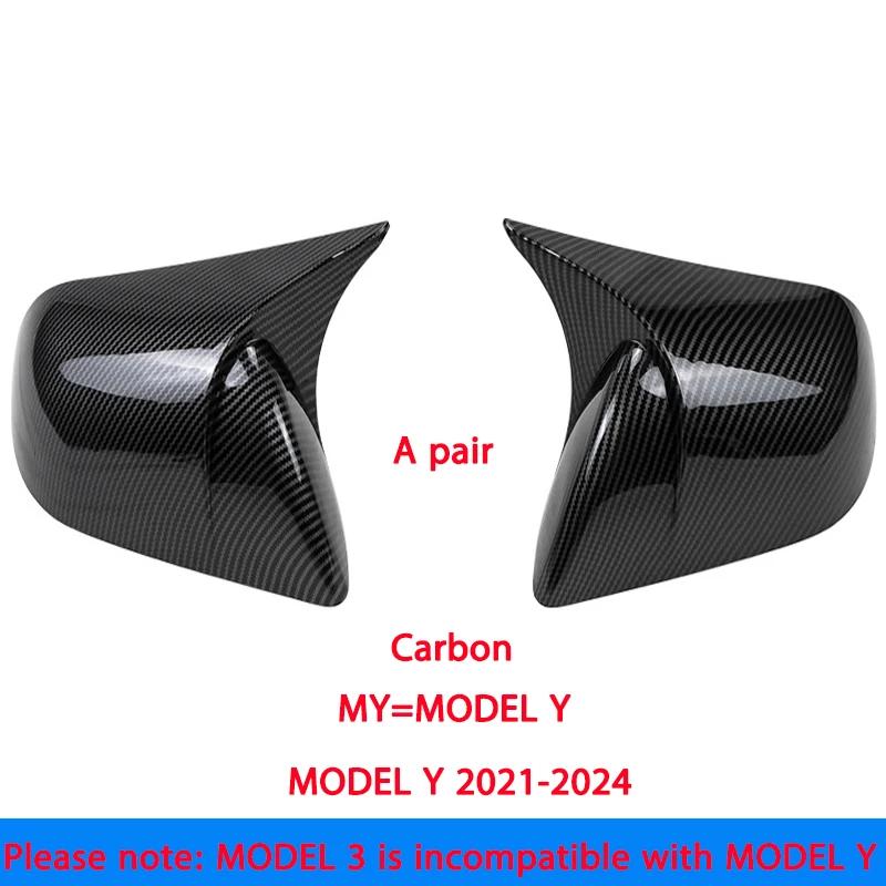 For Tesla Model 3 Model Y Rear View Door Wing Side Mirror Cover Caps Shell Case Rearview Cap Exterior Accessories Carbon Fiber