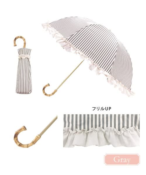 Pink Trick Folding UV Light Ruffle Gray Set Name Umbrella, Two-Tier, Foldable, Lightweight, Sun/Rain/Windproof, 50cm, Protection, 100% Blocking,